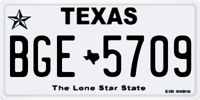 TX license plate BGE5709