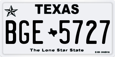 TX license plate BGE5727