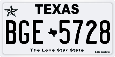TX license plate BGE5728