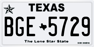 TX license plate BGE5729