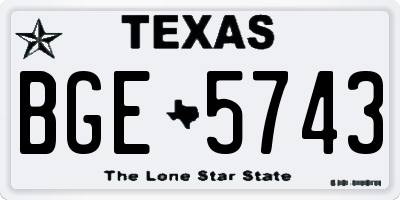 TX license plate BGE5743