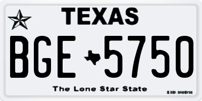 TX license plate BGE5750