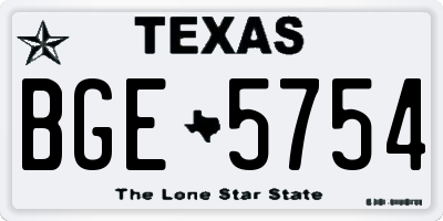 TX license plate BGE5754