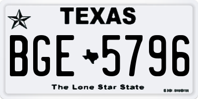 TX license plate BGE5796