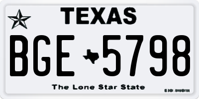 TX license plate BGE5798