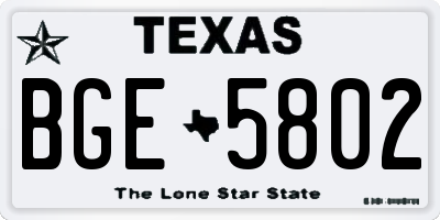 TX license plate BGE5802
