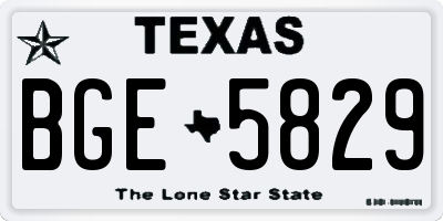 TX license plate BGE5829