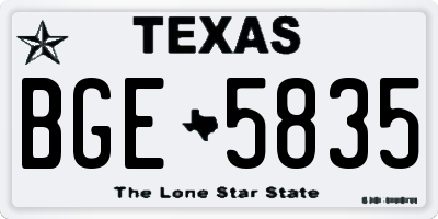 TX license plate BGE5835
