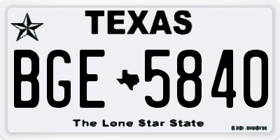 TX license plate BGE5840