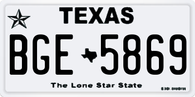 TX license plate BGE5869