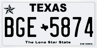TX license plate BGE5874
