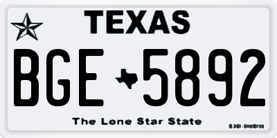 TX license plate BGE5892