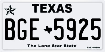 TX license plate BGE5925