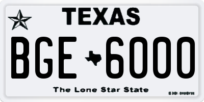 TX license plate BGE6000
