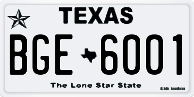 TX license plate BGE6001