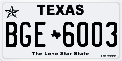 TX license plate BGE6003