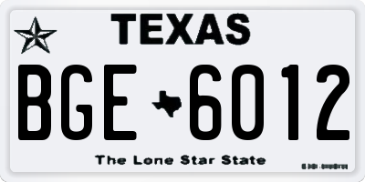 TX license plate BGE6012