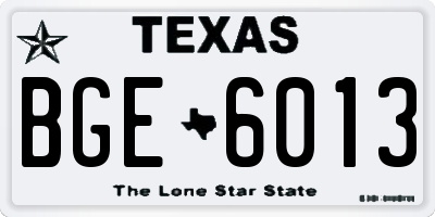 TX license plate BGE6013