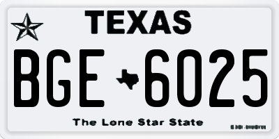 TX license plate BGE6025