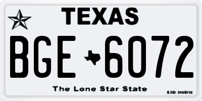TX license plate BGE6072