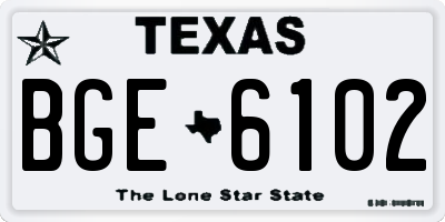 TX license plate BGE6102