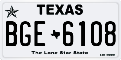 TX license plate BGE6108