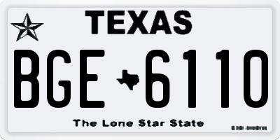 TX license plate BGE6110