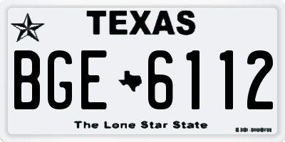 TX license plate BGE6112