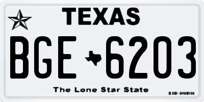 TX license plate BGE6203