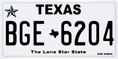 TX license plate BGE6204
