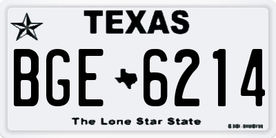 TX license plate BGE6214