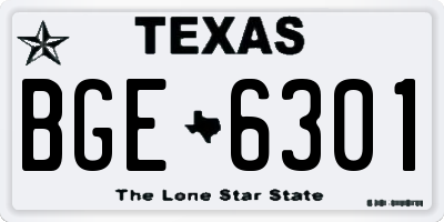 TX license plate BGE6301