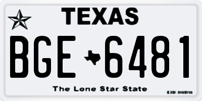 TX license plate BGE6481