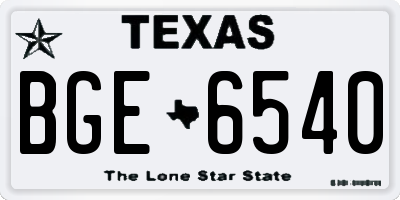 TX license plate BGE6540