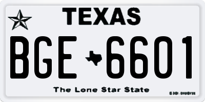 TX license plate BGE6601