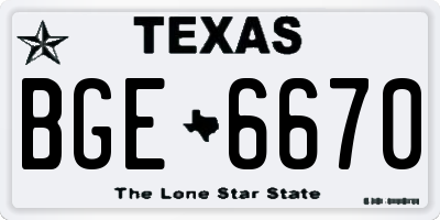 TX license plate BGE6670