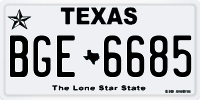 TX license plate BGE6685
