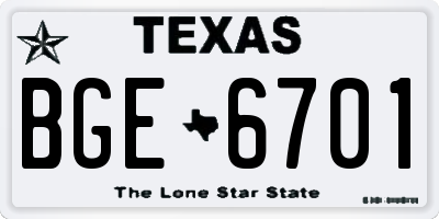 TX license plate BGE6701