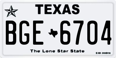 TX license plate BGE6704
