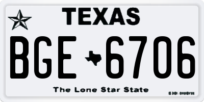 TX license plate BGE6706