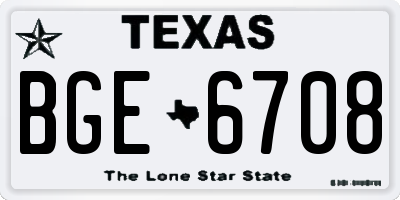 TX license plate BGE6708
