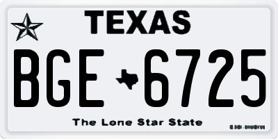 TX license plate BGE6725