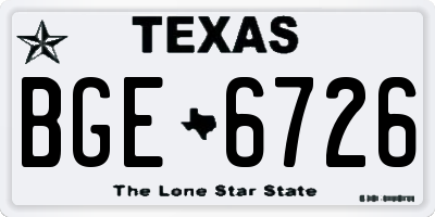 TX license plate BGE6726