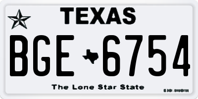 TX license plate BGE6754