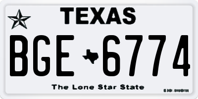 TX license plate BGE6774