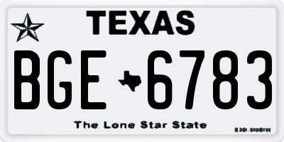 TX license plate BGE6783