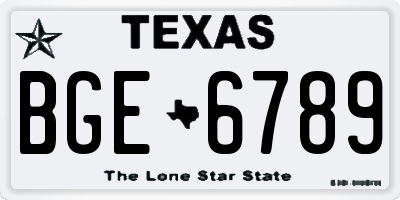TX license plate BGE6789