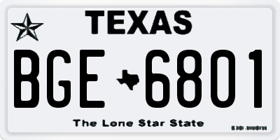 TX license plate BGE6801