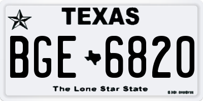 TX license plate BGE6820