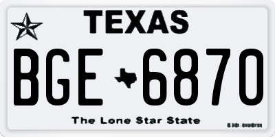 TX license plate BGE6870